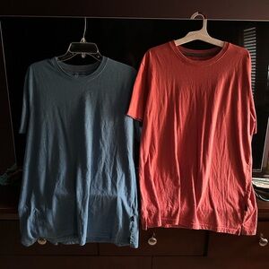 Lucky Brand Deep Blue and Salmon Tees